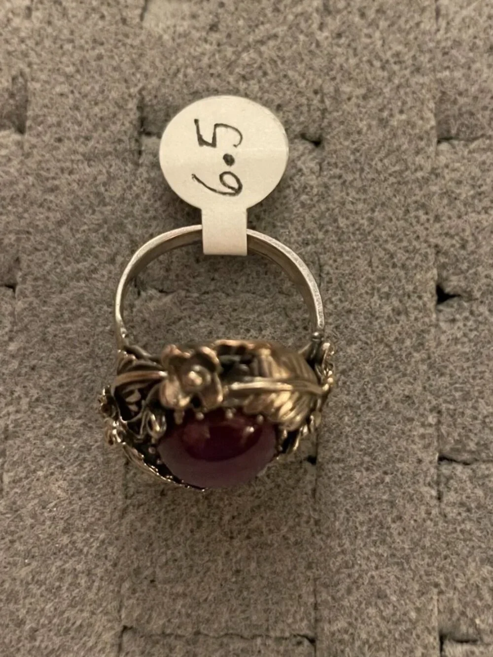 Vintage Sterling Silver Ring Sz 6.5 Handmade Gemstone Bob Stringer Signed $275